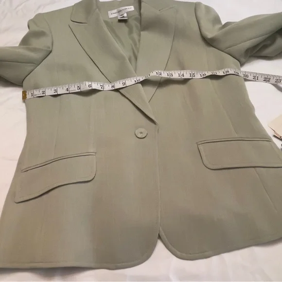 Jones NY Light Sage Green Blazer PantSuit 2Pc Set Sz 12 NWT High Waist Loose Fit - Picture 8 of 16